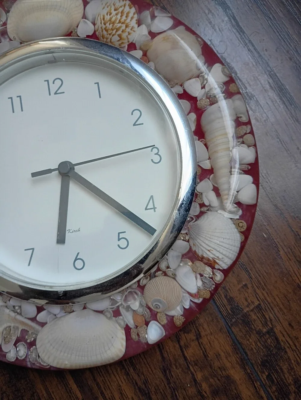Seashell Accent Wall Clock Pink Marble